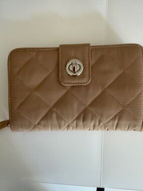 Vera Bradley Quilted Wallet in Taupe Beige with Turn-Lock